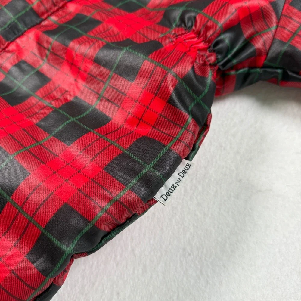 Vintage Deux par Deux Red Plaid Baby Snowsuit Bunting Hooded Footed 12M Canada